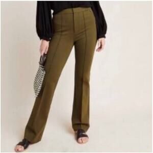 Anthropologie Olive Green Flared Trousers
